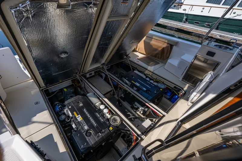 Slide: The Image of Engine compartment of 2020 Ranger Tugs R-41 CB with Volvo Penta engines. - 46