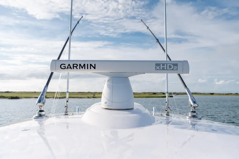 Slide: The Image of Valhalla V-33 boat with Garmin xHD2 radar, 2021 model, on a sunny day. - 35