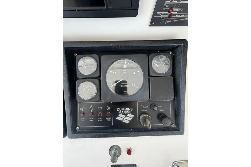 Slide: The Image of Instrument panel of a 2002 Seahorse 45 MY boat with Cummins Marine gauges. - 9