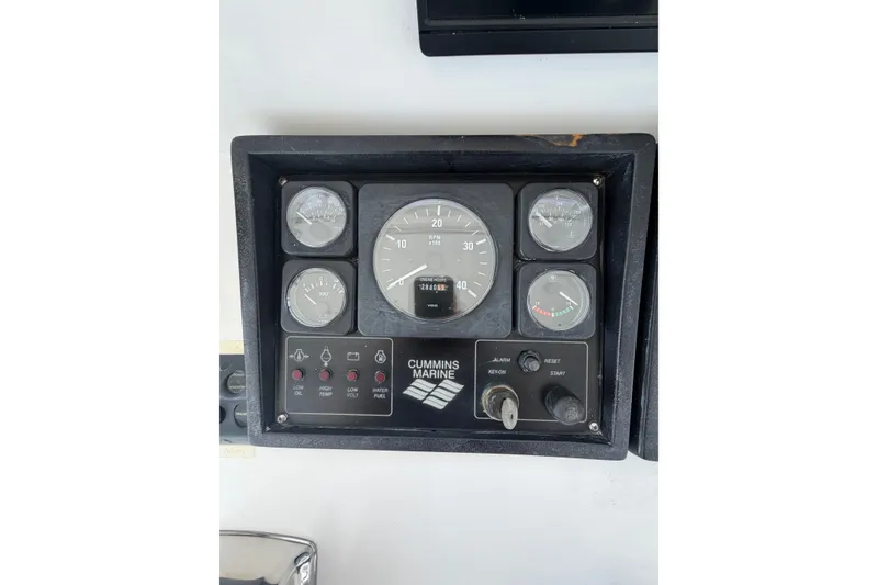 Slide: The Image of Instrument panel of a 2002 Seahorse 45 MY boat with Cummins Marine gauges. - 8