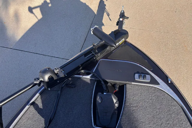 Slide: The Image of Nitro Z17 boat deck with trolling motor, 2027 model, on concrete surface. - 3