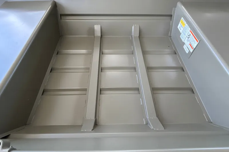 Slide: The Image of Interior view of 2027 Tracker Grizzly 14 Jon boat, showcasing sturdy aluminum construction. - 15
