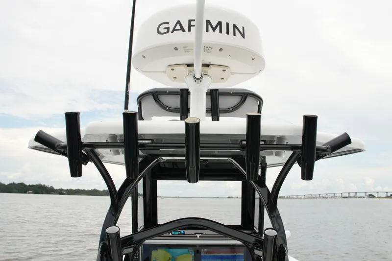 Slide: The Image of 2023 Costa Custom Boats 264 HC with Garmin radar on open water. - 53