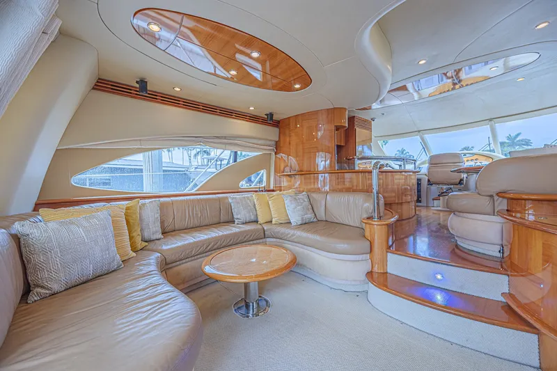 Slide: The Image of Luxurious interior of a 2008 Azimut 62 yacht with elegant seating and modern design. - 19