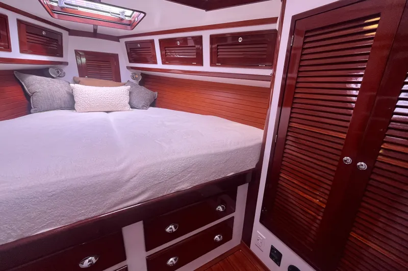 Slide: The Image of Luxurious cabin interior of 2008 Bruckmann 50 MKII yacht with elegant wood finish. - 8