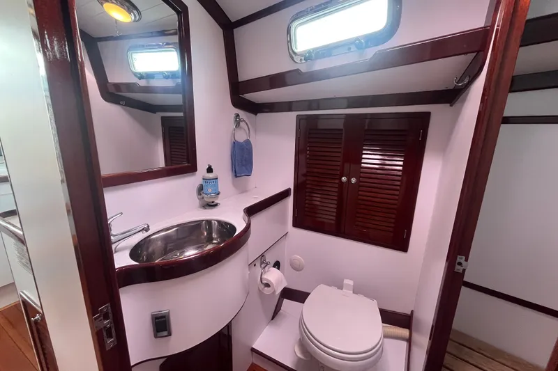 Slide: The Image of Luxurious bathroom in 2008 Bruckmann 50 MKII yacht with sleek fixtures and wooden accents. - 14