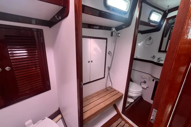 Slide: The Image of Luxurious bathroom in 2008 Bruckmann 50 MKII yacht with wooden accents and modern fixtures. - 15