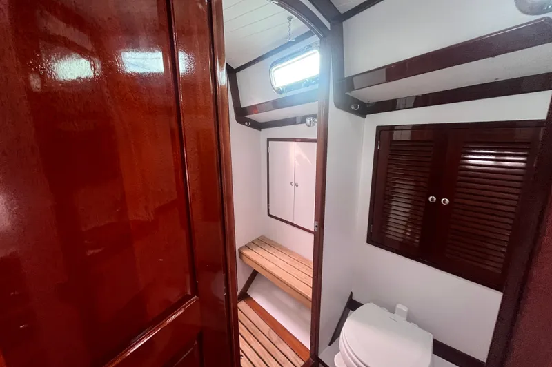 Slide: The Image of Luxurious 2008 Bruckmann 50 MKII yacht bathroom with wooden accents and modern fixtures. - 12