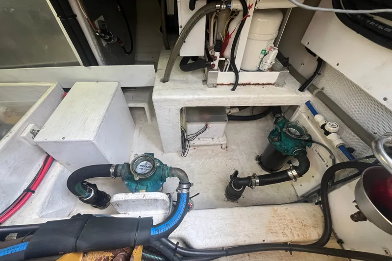 Slide: The Image of Engine room of 2008 Bruckmann 50 MKII yacht, showing pumps and piping system. - 67