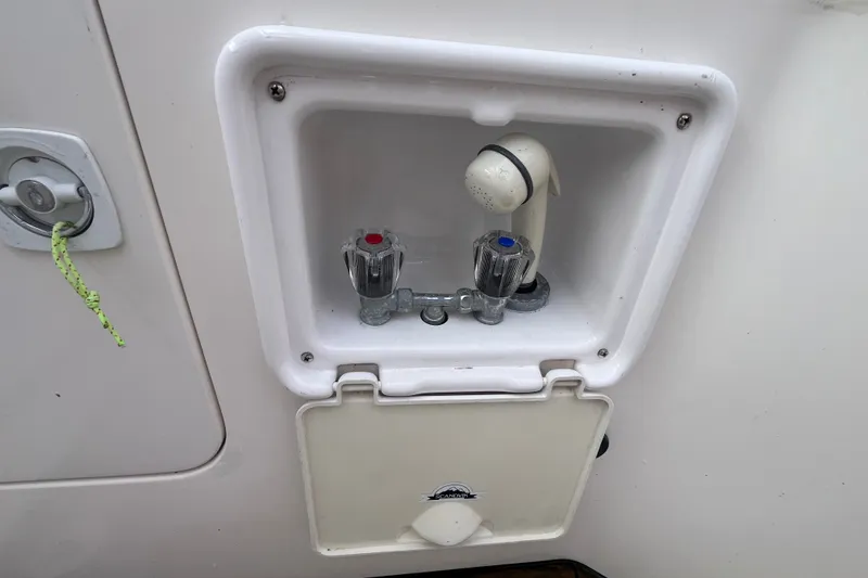 Slide: The Image of Outdoor shower controls on a 2008 Bruckmann 50 MKII yacht. - 68