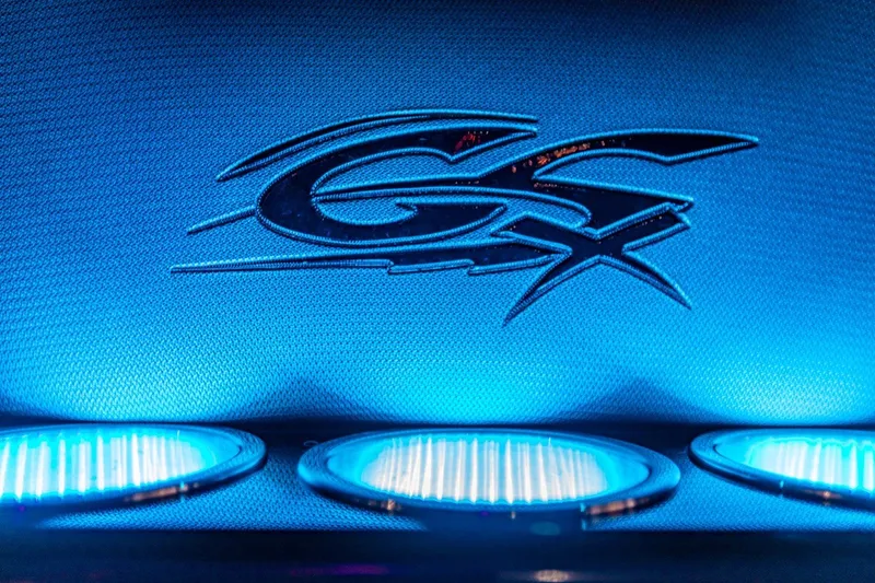 Slide: The Image of 2025 Glasstream 32 GSX logo with blue LED lighting. - 15