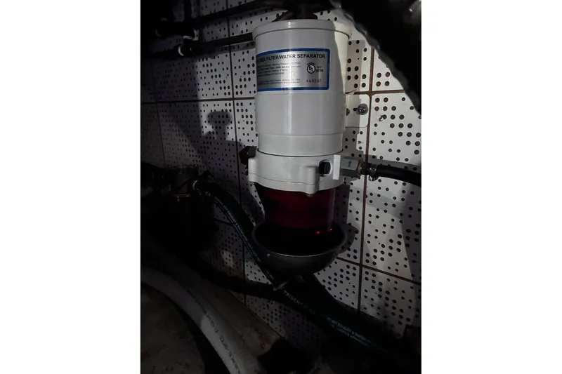 Slide: The Image of Fuel-water separator in 1979 Ocean Alexander 40 Double Cabin engine room. - 50