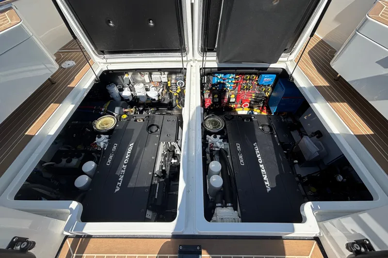 Slide: The Image of Engine compartment of 2024 Targa 32 boat with Volvo Penta D6-380 engines. - 61