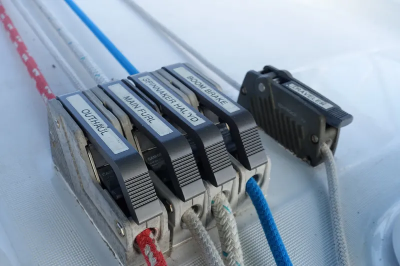 Slide: The Image of Close-up of sailing rigging controls on a 2001 Beneteau Oceanis 461 yacht. - 20