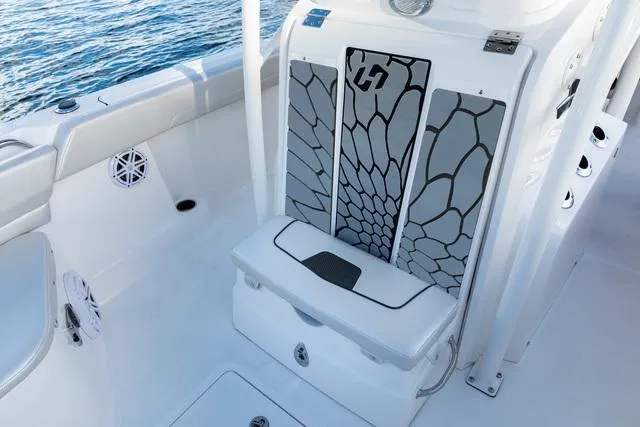 Slide: The Image of 2023 Wellcraft 222F boat interior with stylish seating and modern design. - 14