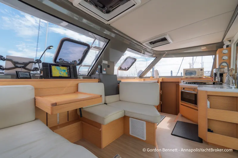 Slide: The Image of Interior of 2019 Nautitech 40 Open yacht with modern kitchen and seating area. - 37