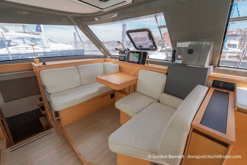 Slide: The Image of Luxurious interior of 2019 Nautitech 40 Open yacht with modern seating and navigation equipment. - 38