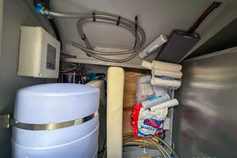 Slide: The Image of Storage compartment of a 2019 Nautitech 40 Open catamaran with equipment and supplies. - 71