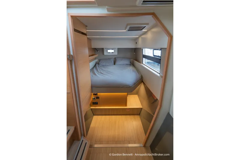 Slide: The Image of Cabin interior of 2019 Nautitech 40 Open catamaran with cozy bed and modern design. - 44