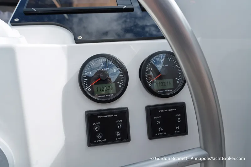 Slide: The Image of Control panel of 2019 Nautitech 40 Open yacht with Volvo Penta gauges. - 82
