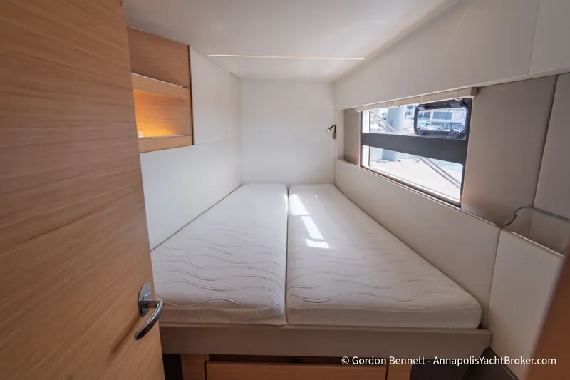 Slide: The Image of Cozy cabin interior of 2019 Nautitech 40 Open yacht with modern design and natural light. - 54