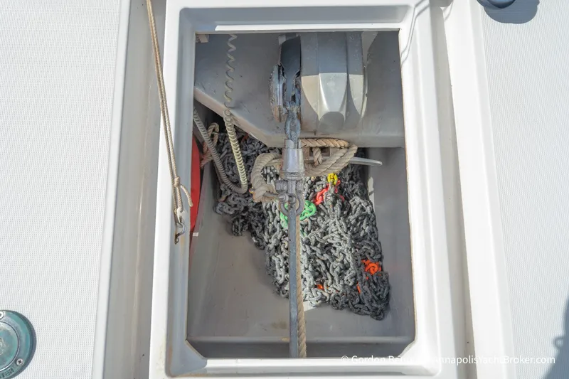 Slide: The Image of Anchor locker of 2019 Nautitech 40 Open catamaran with chain and rope. - 66