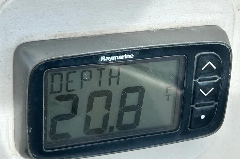 Slide: The Image of Depth gauge reading 20.8 feet on a 1976 Sabre 28 sailboat. - 19