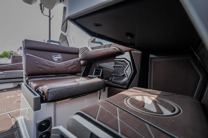Slide: The Image of Luxurious interior of 2026 Tigé Ultré 25ZX boat with premium seating and modern design. - 53