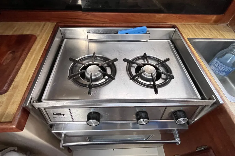 Slide: The Image of Stainless steel stove in 1985 Catalina 30 yacht kitchen. - 23