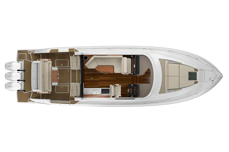 Slide: The Image of Manufacturer Provided Image: Top view of 2025 Tiara Yachts 48 LE luxury boat layout with triple engines. - 26