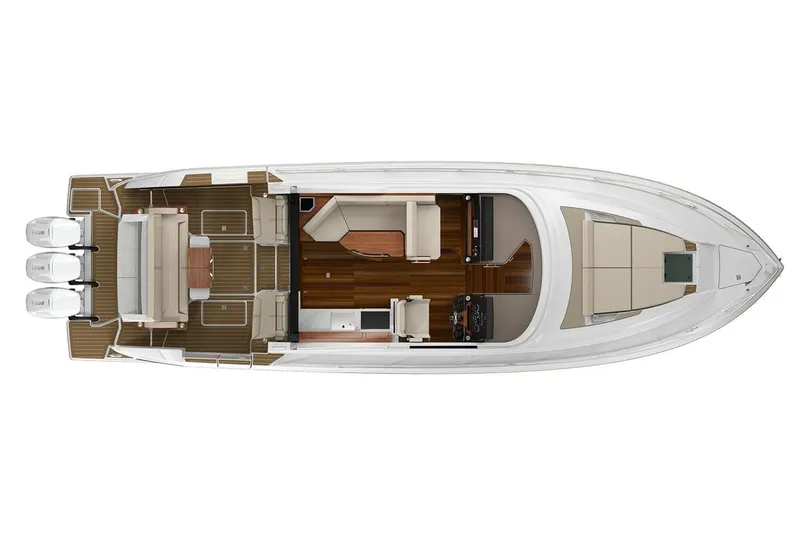 Slide: The Image of Manufacturer Provided Image: 2025 Tiara Yachts 48 LE top view, showcasing luxurious deck and cabin layout. - 27