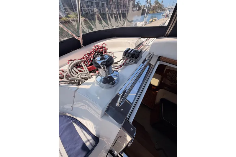 Slide: The Image of Cockpit view of 2009 Hunter 50 Center Cockpit sailboat with winch and ropes. - 37