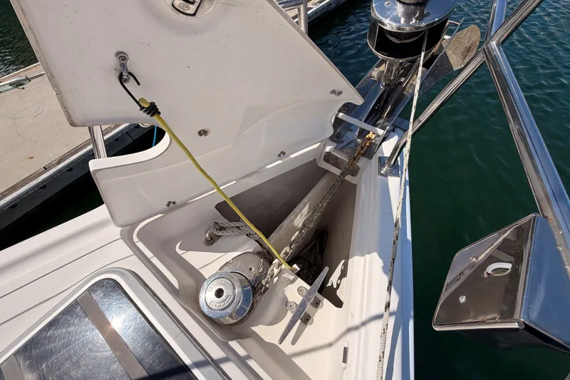 Slide: The Image of Anchor locker of 2009 Hunter 50 Center Cockpit sailboat at dock. - 23