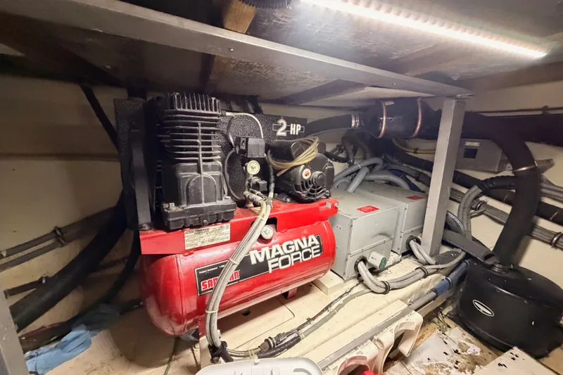 Slide: The Image of Engine room of 1996 Hatteras 70 Sport Deck Motor Yacht with Magna Force compressor. - 100