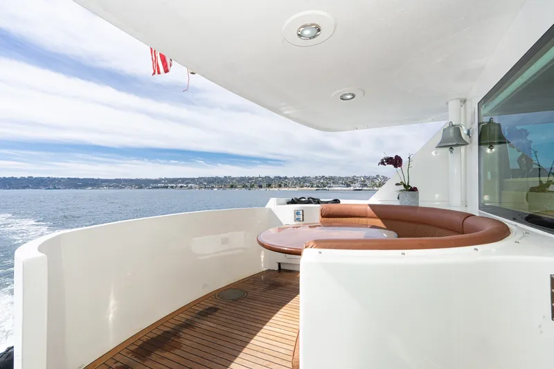 Slide: The Image of Luxurious deck of 1996 Hatteras 70 Sport Deck Motor Yacht with ocean view. - 30