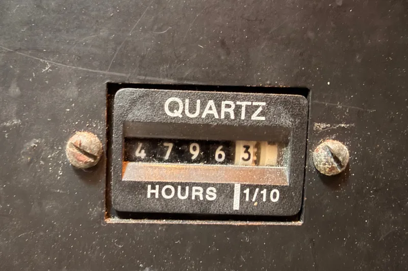 Slide: The Image of Hour meter showing 4796.3 hours on 1996 Hatteras 70 Sport Deck Motor Yacht. - 95