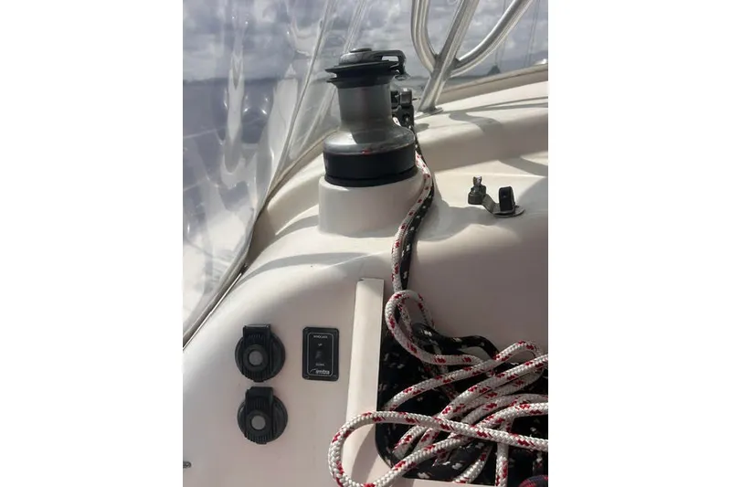Slide: The Image of Close-up of 2004 Manta 42 MkII sailboat winch and control panel. - 36