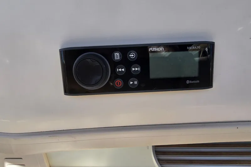 Slide: The Image of Fusion MS-RA70 Bluetooth stereo system on 2003 Grady-White Sailfish 282 boat. - 12