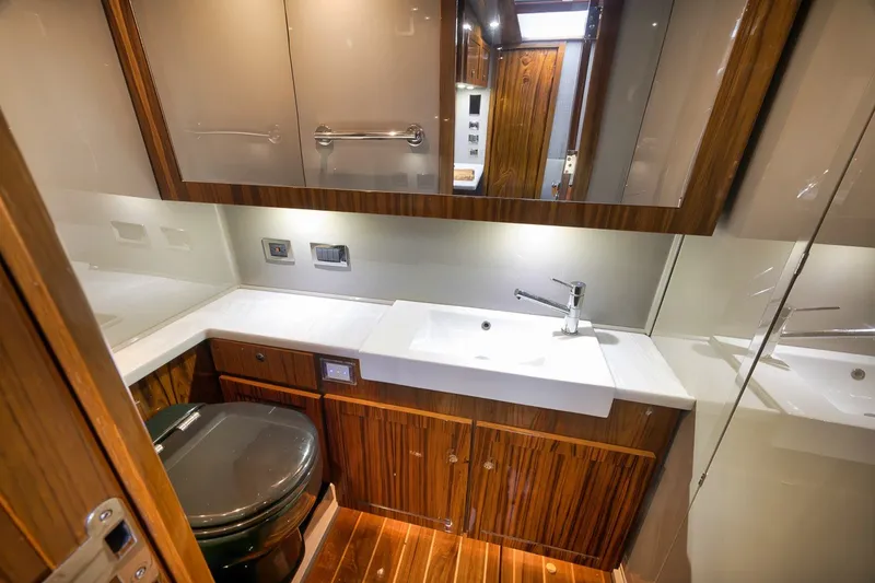 Slide: The Image of Luxurious bathroom interior of 2023 HCB 65 Estrella yacht with modern fixtures. - 27