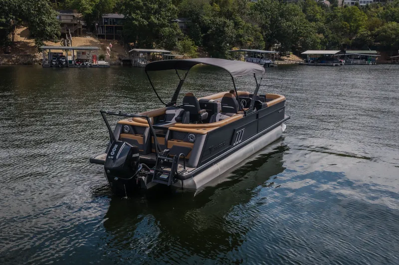 Slide: The Image of Viaggio Diamante U 26 pontoon boat on a serene lake, 2026 model. - 52