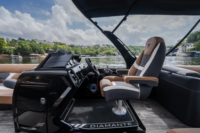 Slide: The Image of Luxurious interior of 2026 Viaggio Diamante U 26 boat with captain's chair and dashboard. - 18