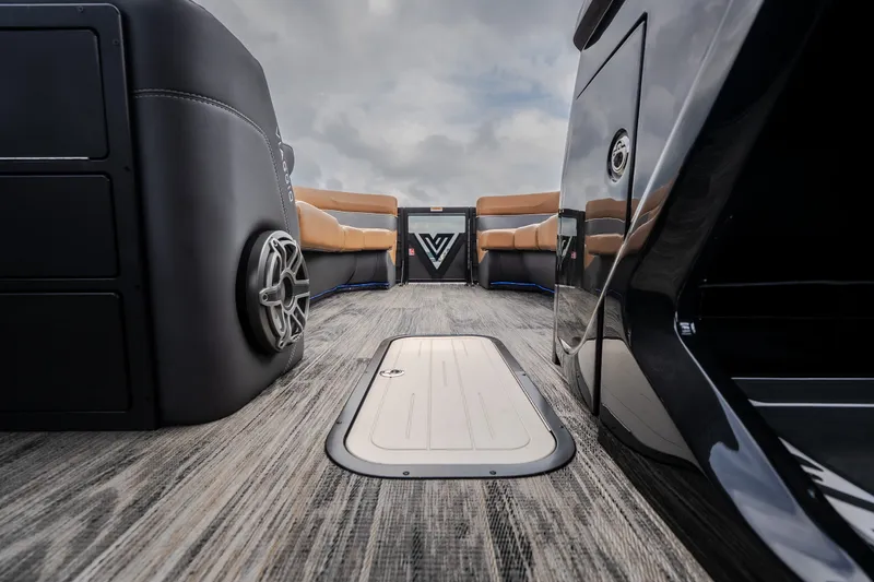 Slide: The Image of Interior view of 2026 Viaggio Diamante U 26 boat, featuring sleek design and luxurious seating. - 23