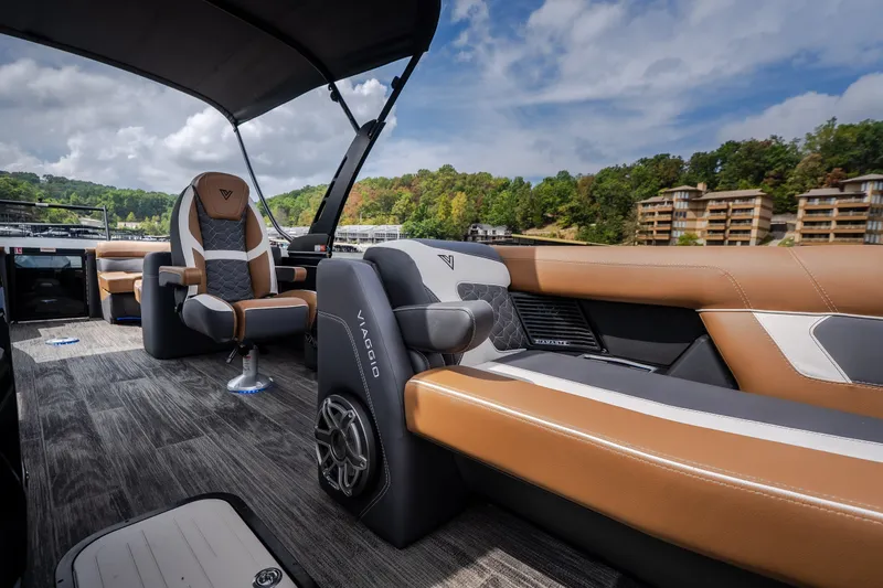 Slide: The Image of Luxurious interior of 2026 Viaggio Diamante U 26 boat with plush seating. - 21