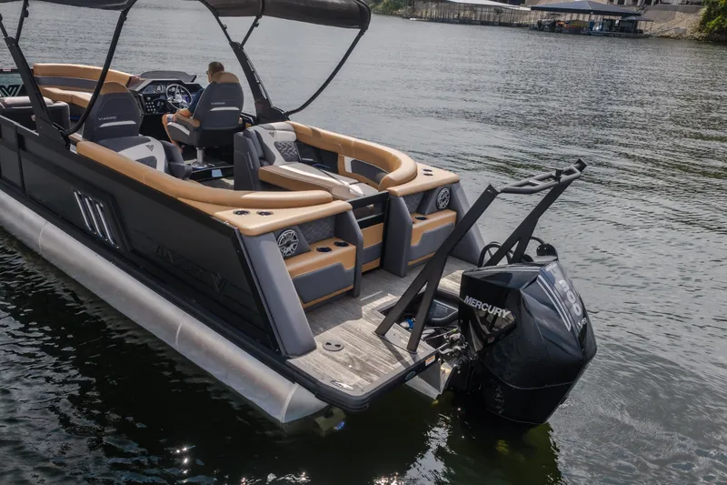 Slide: The Image of 2026 Viaggio Diamante U 26 pontoon boat with Mercury engine on a lake. - 54