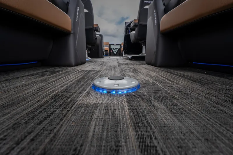 Slide: The Image of Interior of Viaggio Diamante U 26 bus, featuring modern seating and illuminated floor detail. - 47