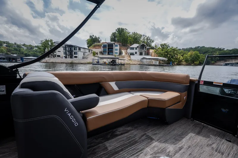 Slide: The Image of Luxurious Viaggio Diamante U 26 boat interior with scenic waterfront view, 2026 model. - 40