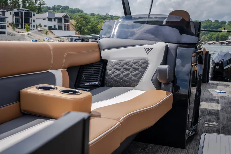 Slide: The Image of Luxurious interior of 2026 Viaggio Diamante U 26 boat with elegant seating and cup holders. - 32