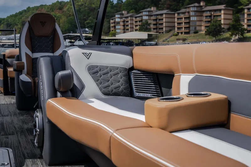 Slide: The Image of Luxurious interior of 2026 Viaggio Diamante U 26 boat with plush seating and cup holders. - 33