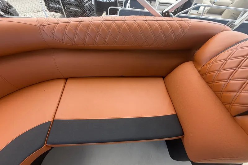 Slide: The Image of Luxurious brown leather seating on 2015 Premier 290 Grand View boat. - 29
