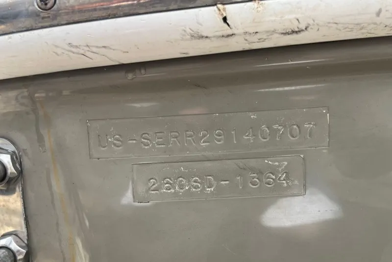 Slide: The Image of Hull identification number on a 2007 Sea Ray 260 Sundeck boat. - 14